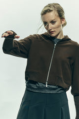 French Terry Cropped Hoody - olive - only large left! - - 30% off