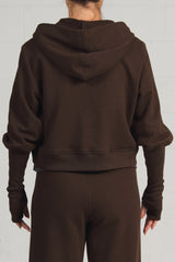 French Terry Cropped Hoody - olive - only large left! - - 30% off