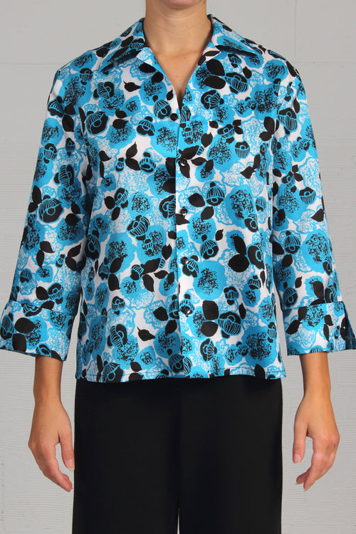 Vintage Print Metropolis Shirt - turquoise