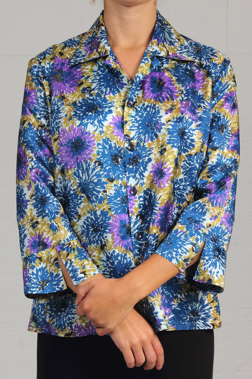 Vintage Print Metropolis Shirt - purple