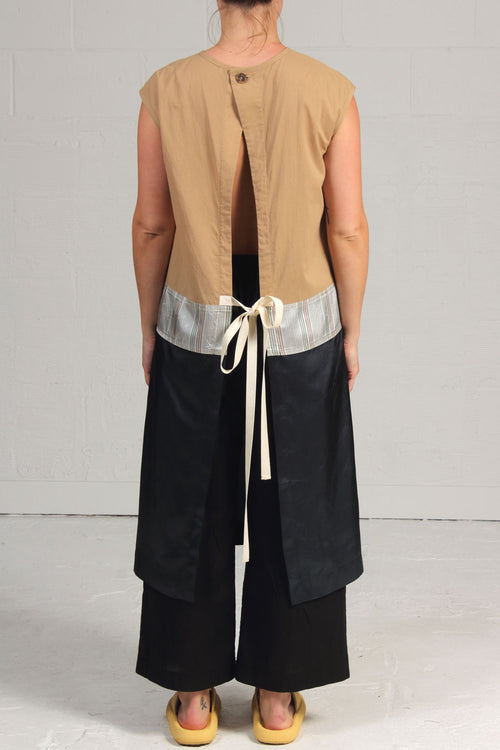 Voile Straw Apron - coffee