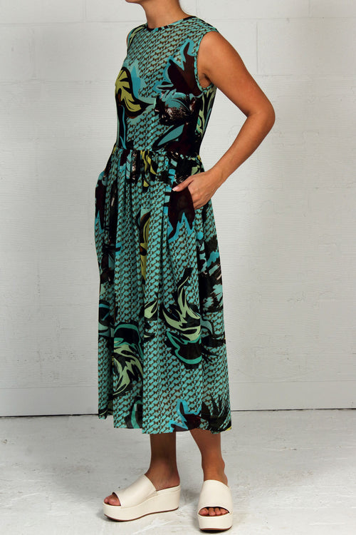 Spring 2023  Abstract Georgette Print Quasi Dress - sml, med, lrg
