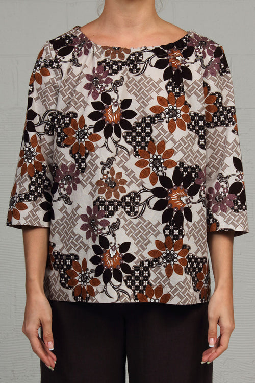 Spring 2023 Brown Print Swell Top - xsm, sml
