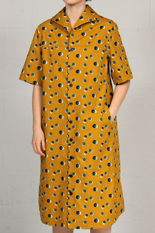 Spring 2022 Printed Cotton Pete Dress - Dotted Ochre - xsm, sml, med